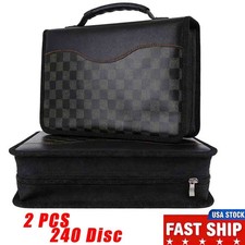 2 PACK CD DVD Storage Bag Portable PU Leather Wallet Holder Case Album Media Box