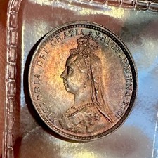 Victoria 1887, Three Pence Beautiful Prooflike UNC
