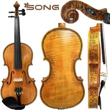 Beautiful Master Violin Full size, Inlay Shell Purfling, Hand Draw on rib, neck