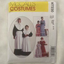 McCall's Sewing 2015 Pattern M7230 Women's Pilgrim Costume 8-10 Uncut