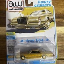 1979 LINCOLN CONTINENTAL LOWRIDER GOLD 1/64 CAR BY AUTO WORLD 64482-AWSP175 B