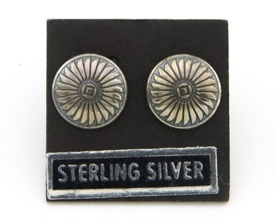 Navajo Earrings Sterling Silver Concho Buttons Vintage Native American