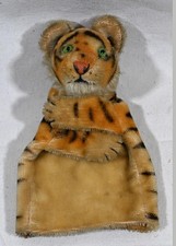 1950's STEIFF TIGER Hand Puppet w/ Ear Button