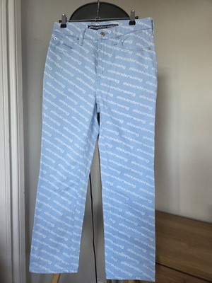 Alexander Wang Jeans Logo Print Designer Cropped 28'' UK 8-10 Luxe Y2K Style 