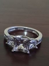 Three stone 925 Sterling Silver Ring size 6