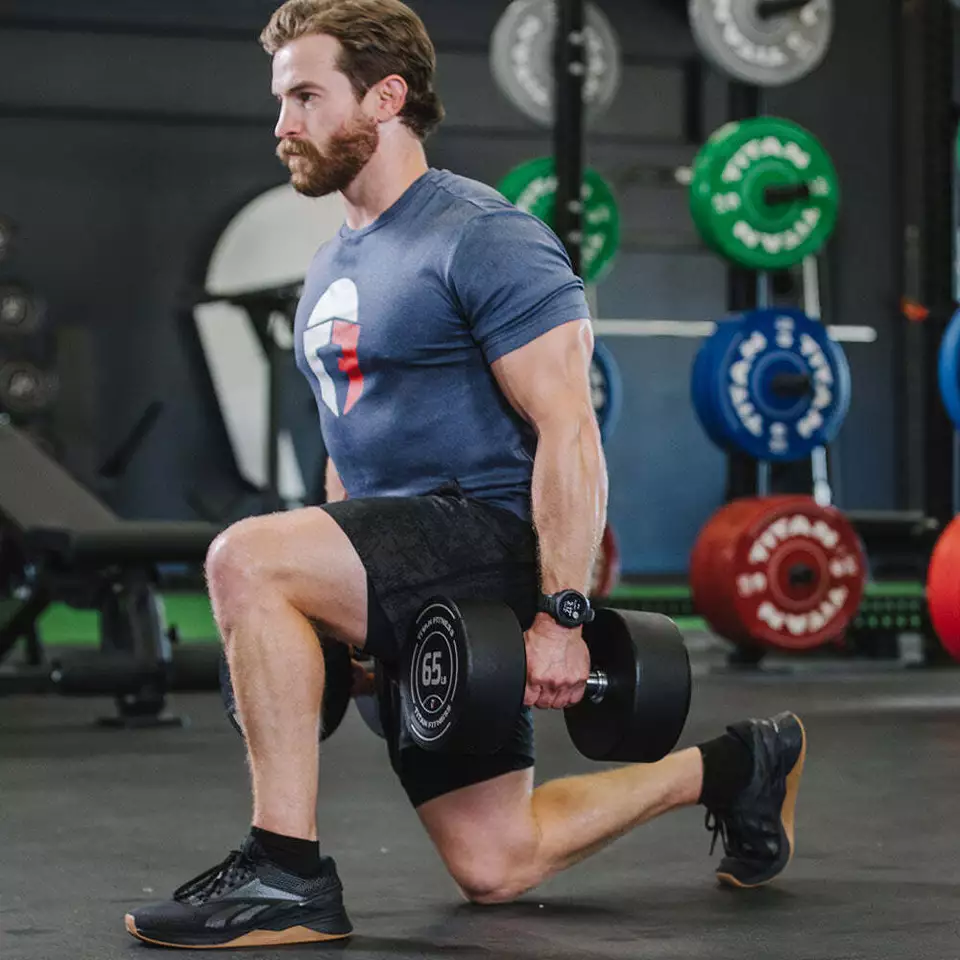 Набор круглых уретановых гантелей Titan Fitness 60 фунтов, средняя накатка вулкана, 33 мм - Изображение 4 из 4