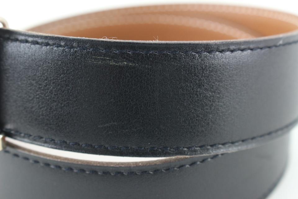 Hermès 32mm Martelee Reversible H Logo Belt Hammered Buckle 