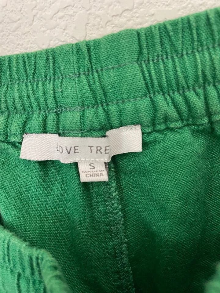 Love Tree Women’s Linen Pants Wide Leg Size S Green Pockets Boho Beachy - Image 3 of 4