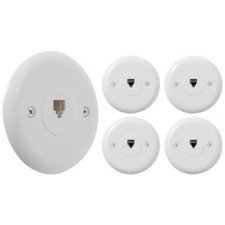 1-Port Round Telephone Jack Wall Plate 6P4C for RJ11 telephone cables Single ...