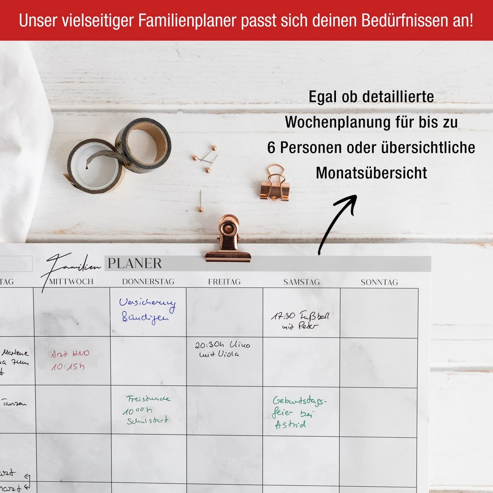 Familienplaner magnetisch abwischbar inkl. Stift Wochenplaner Magnettafel DIN A3 - Bild 4 von 4