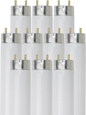 10Pack 2FT Fluorescent Bulbs, T8 Linear Tube, 3500K, 17W, 1450LM, E26 Bi-Pin G13