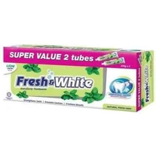 Pack Of 2 x 225g Fresh & White Fluoride Toothpaste(Natural Fresh Mint) FREE SHIP