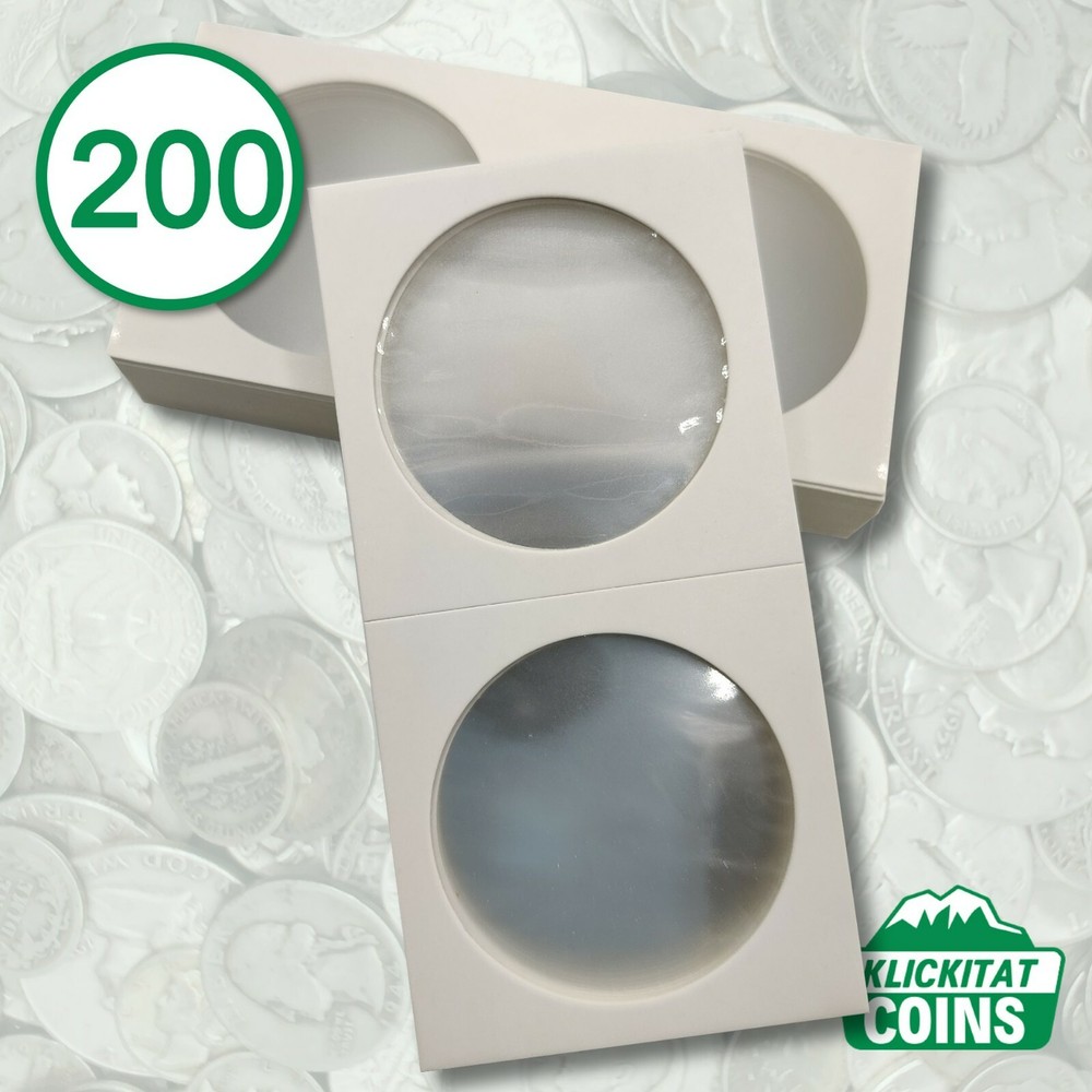 200 Dollar 40mm 2x2 Cardboard Mylar Coin Holder Flip