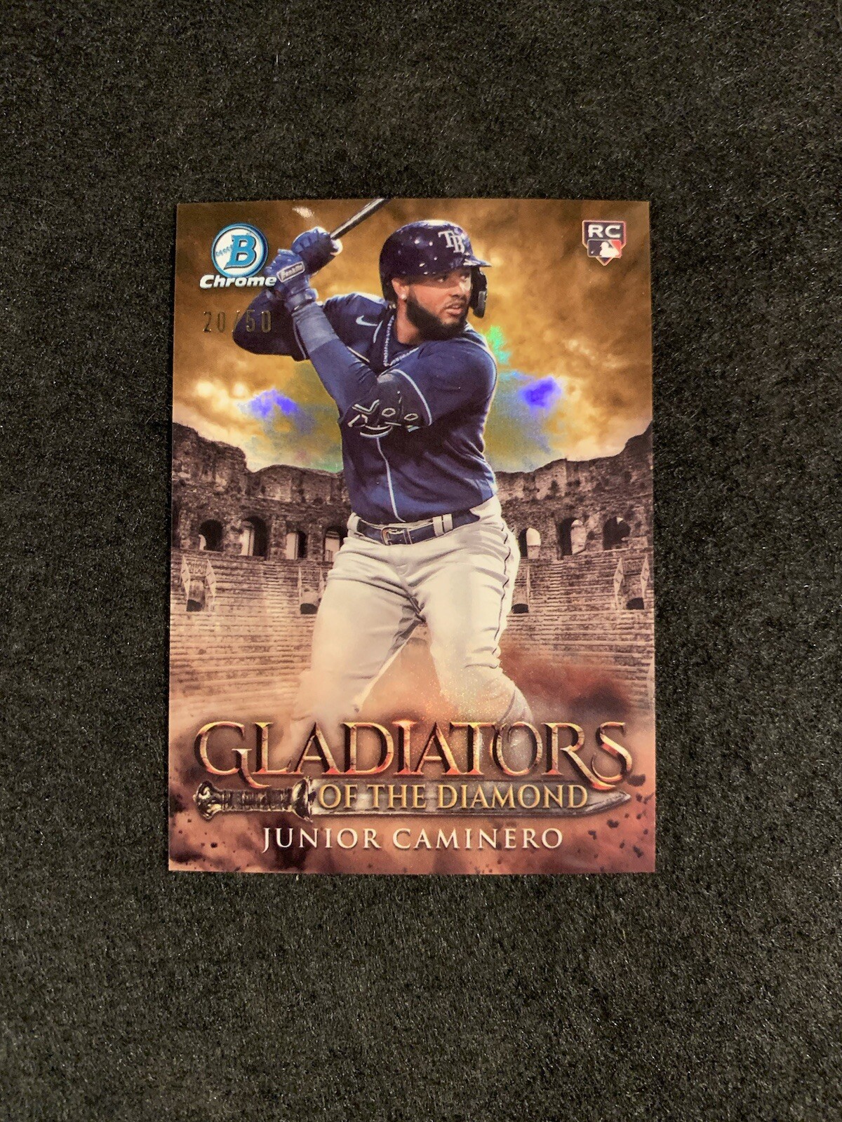 2024 Bowman Chrome Junior Caminero Gladiators of the Diamond Gold Refractor /50