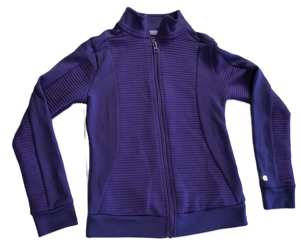 Jaqueta ativa C9 Champion meninas zíper completo roxa externa tamanho M (7-8) G001 - Imagem 2 de 4