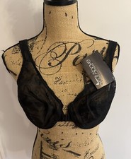 VTG FormFit A Cut Above Nylon Black Bra Front Closure Lace Size 44B Tags USA