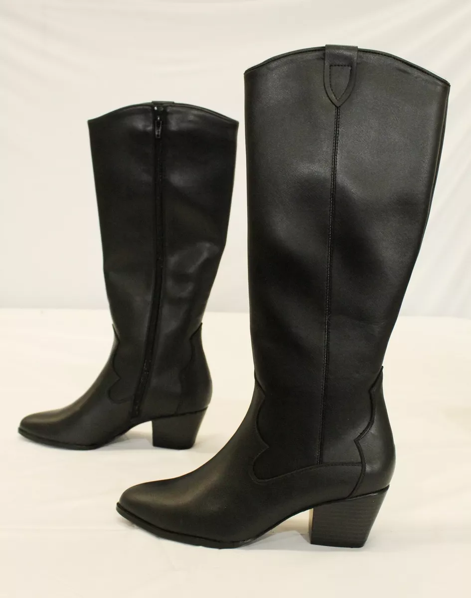 Gap Women s Faux Leather Tall Western Boots LV5 True Black Size US