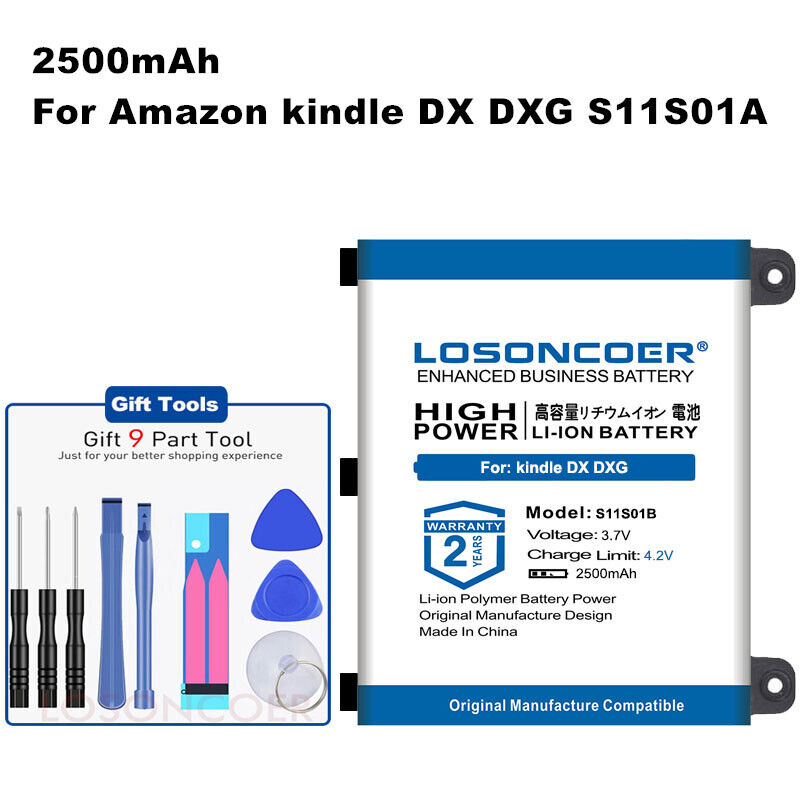 LOSONCOER 超特価 2500mAh S11S01B Batteries 人気ブランド For Amazon DXG 2 S kindle DX