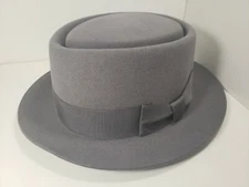 BEAVER BRAND FUR FELT PORK PIE HAT CHARCOAL GRAY SIZE 6 3/4 / 54 MADE IN USA