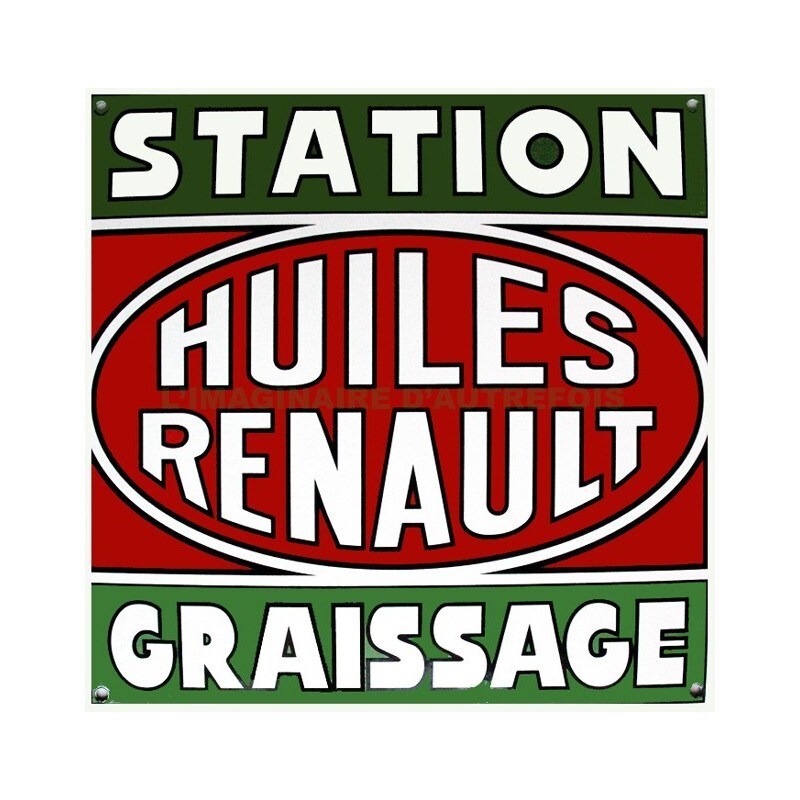 Plaque émaillée Huiles Renault pour ambiance bistrot et loft