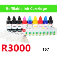 9 Empty Refillable Ink Cartridge kit for Stylus Photo R3000 Printer T157 157 .