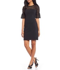 MICHAEL Kors Size XS NEW Lace Yoke Flutter Sleeve Ponte Knit Sheath Dress