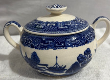 Vintage Blue Willow Sugar Bowl With Lid Unmarked