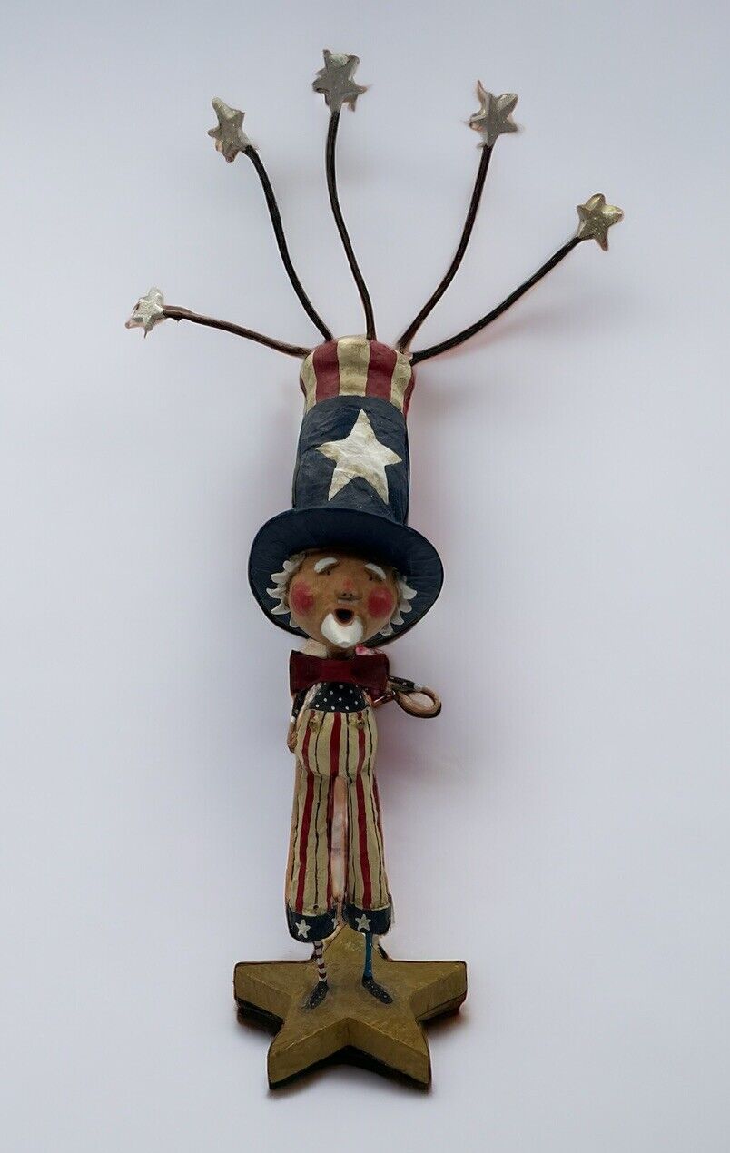 LORI MITCHELL 4th of July Patriotic Uncle SAM Doodle Dandy FOLK ART Figurine 15"
