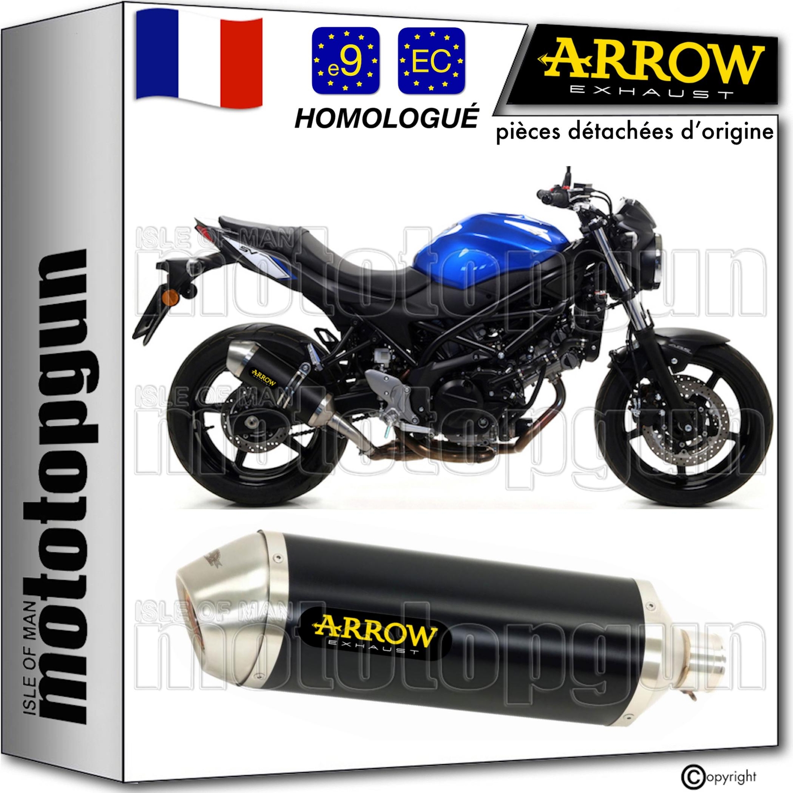Silencieux Arrow Race-Tech en alu noir, l'excellence italienne pour SV 650 2019