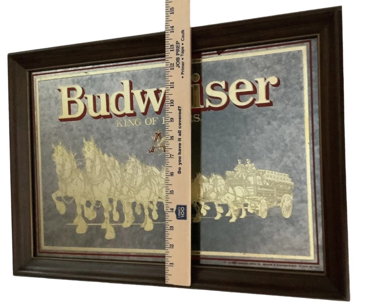 LA購入　Budweiser バドワイザー　ビンテージミラー　サイン　木製 Budweiser バドワイザー ビンテージ ライトクロック サイン