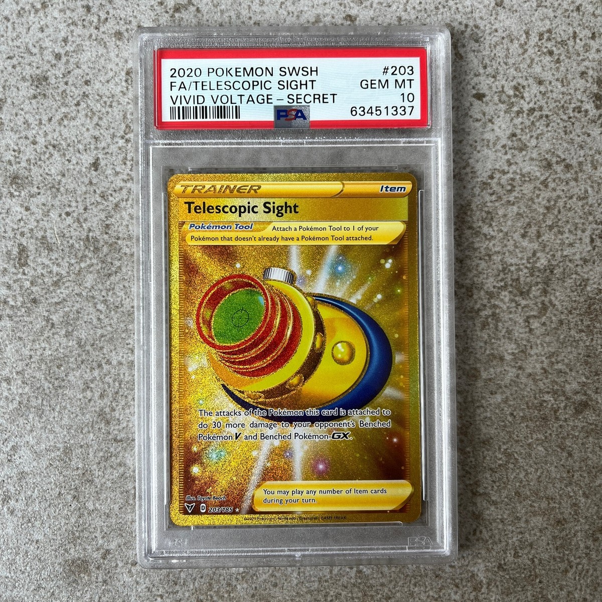 PSA 10 TELESCOPIC SIGHT #203 Full Art - Vivid Voltage Secret Rare