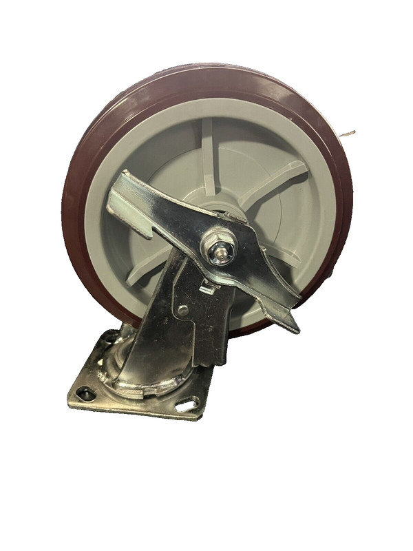 8" Swivel Caster - Polyurethane Tread with Brake - 1000 Lbs Capacity