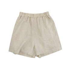 Women  s Linen Elastic Waist Shorts Summer High Waist Loose Wide Leg Comfy Pants