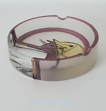Vintage Transylvania Ashtray Dish Blown Glass Hand Painted Bohemian Signed