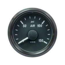 VDO SingleViu Air Pressure Gauge 150 PSI 184 OHM Black 52 mm-2 1/16' Boat