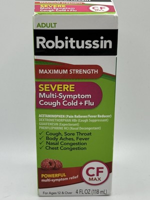 Robitussin Maximum Strength Severe Multi-Symptom Cough Cold  4 oz Ex 09/25 Box D