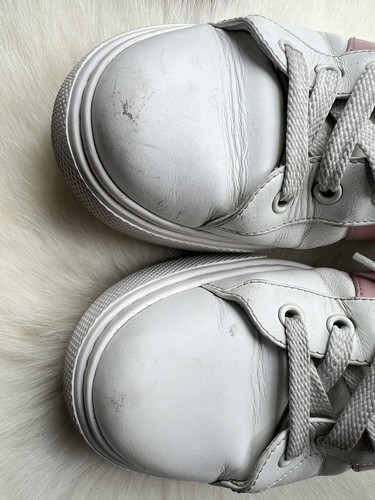 Prada Women’s White Pink Leather Sneakers Size 39 EU Made in Vietnam - Picture 5 of 12