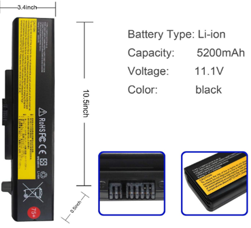 Lenovo L11S6F01 31CR19-66-2 11.1V 5200mAh 75+ Battery for IdeaPad Y480 G480 Z480 - Picture 3 of 4