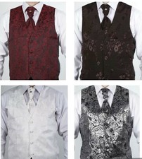 ITALIAN DESIGNER SILK Tuxedo Vest WAISTCOAT/CRAVAT/HANKY Size S, M, L, XL