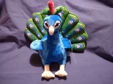 NWT Peacock Plush Stuffed Toy Medium 12 inch Blue Green Bird Colorful Soft Gift
