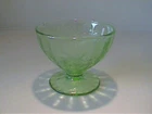 VINTAGE 1930'S URANIUM GREEN POINSETTIA OR FLORAL SHERBET BOWL - DEPRESSION