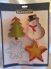 The BAKESHOP Cookie Cutter Set HEAVY DUTY Christmas Tree Snowman Star