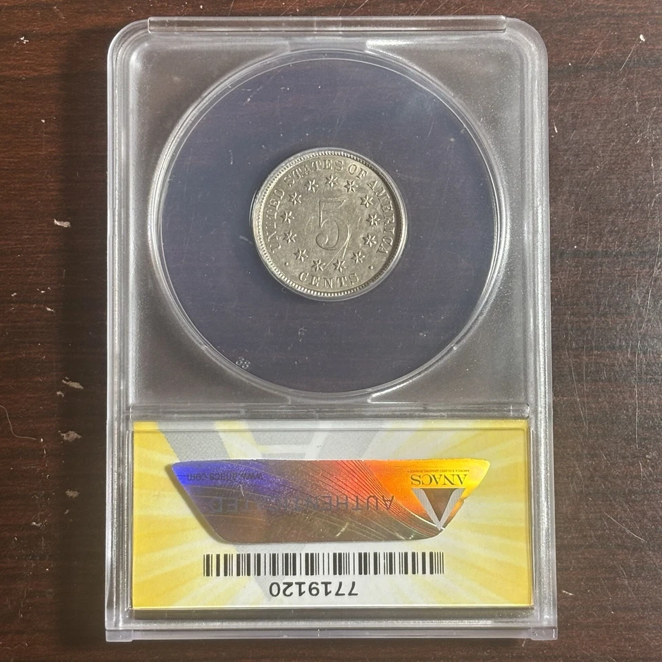 1883/2 Shield Nickel Overdate FS-303 - MS60 Uncirculated UNC Details ANACS - Image 2 of 2