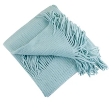 Aqua Faux Cashmere Knit Throw Blanket – 50" x 60" by Fennco