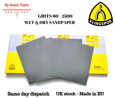 WET AND DRY SANDPAPER Sand Paper 60 - 2500 GRIT KLINGSPOR POLAND Mixed Grits