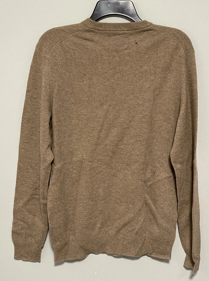 Suéter de lujo de cachemir cuello redondo color natural oscuro talla pequeña para hombre Club Room  Foto 4 de 4