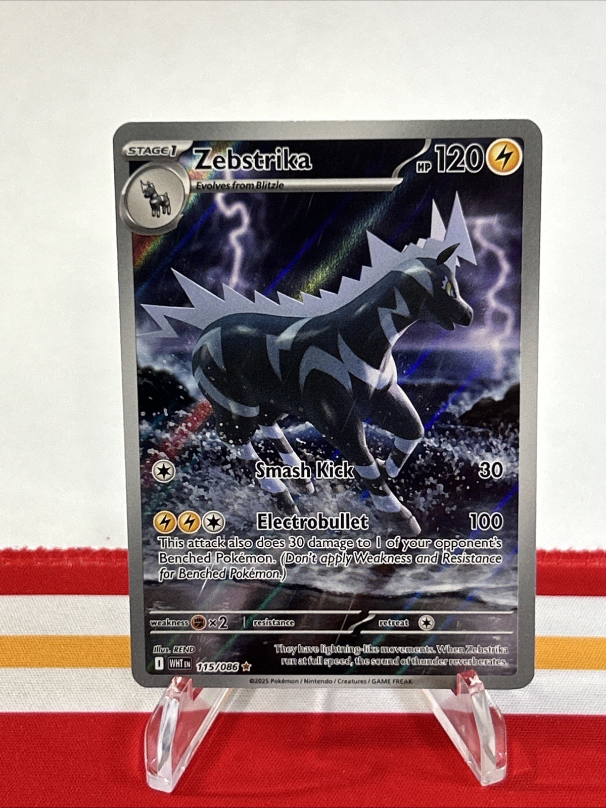 ZEBSTRIKA 115/086 ILLUSTRATION RARE WHITE FLARE POKEMON HOLO NM