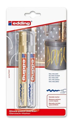 750 Gloss Paint Marker - x2 Blister Carded Gold/Silver