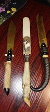 Lot of 3 Deer Hoof  / Goat Horn / Carved Bone - Page Turner / Letter Openers