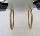 2" LONG GOLD OVER STERLING SILVER RIBBED LARGE LATCH HOOK HOOP PIERCED EARRINGS — photo 8